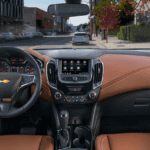 Brown and black interior and dashboard of a Chevy Cruze