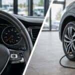VW TPMS dashboard light and technician filling tires