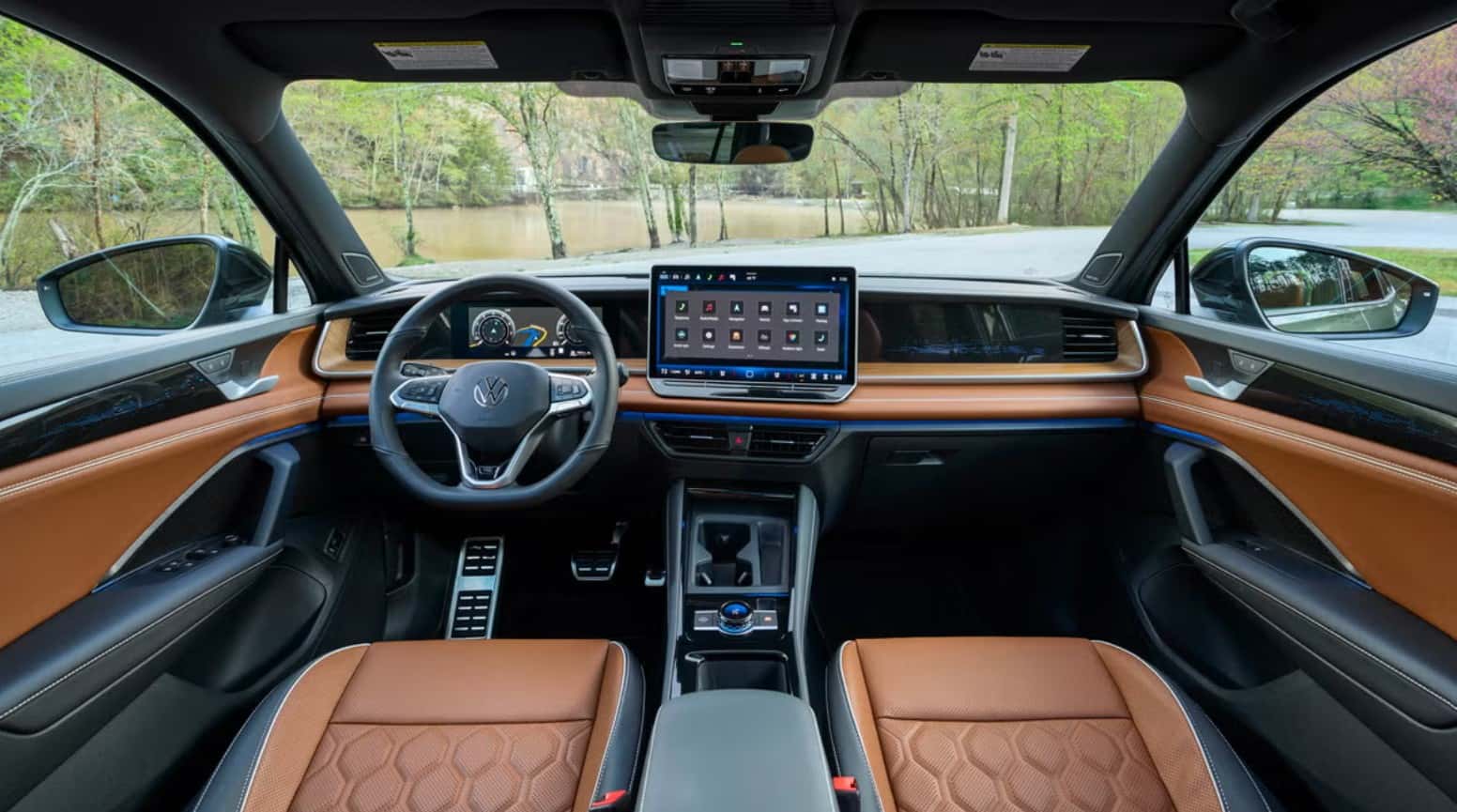 2026 Volkswagen Tiguan interior with digital cockpit and touchscreen display highlighting updated cabin technology