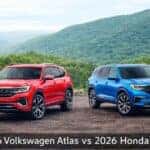2026 Volkswagen Atlas vs 2026 Honda Pilot side by side comparison showing exterior size and SUV design differences
