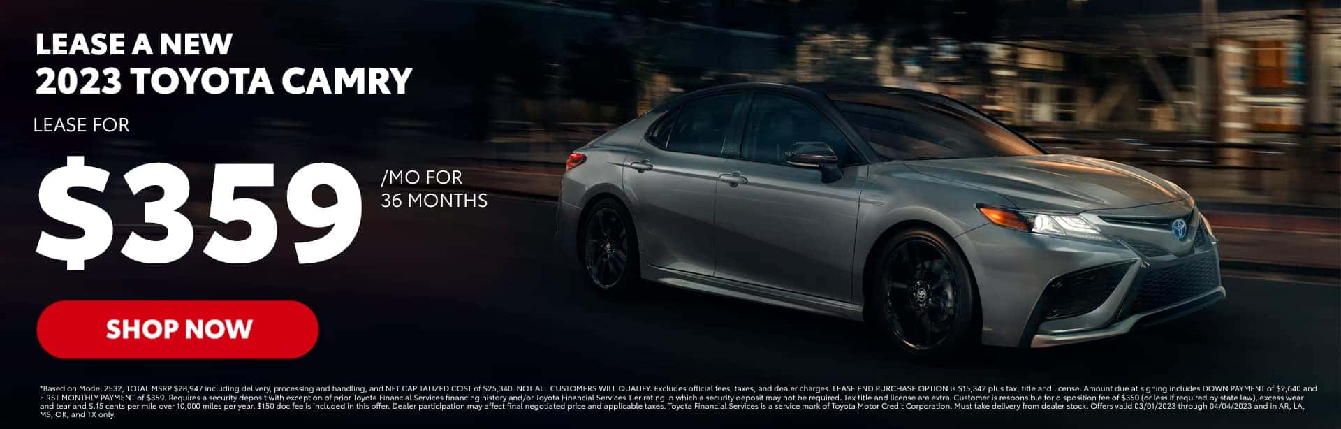 Lease a New 2023 Toyota Camry for $359/mo.