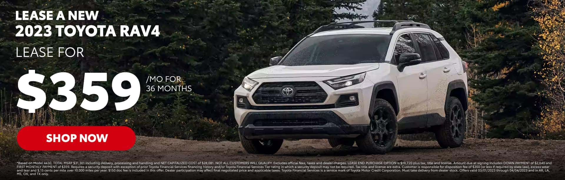 Lease a New 2023 Toyota Rav4 for $359/mo