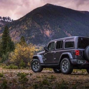 2019 Jeep Wrangler parked in front of mountains