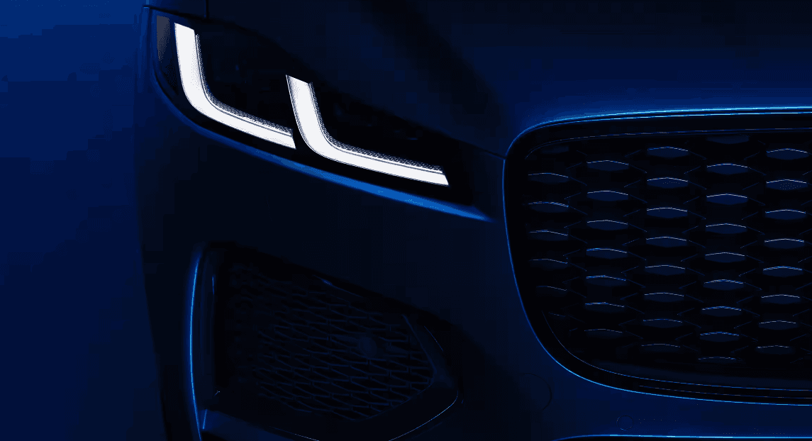 View of the front right-hand light of a 2024 Jaguar F-Pace