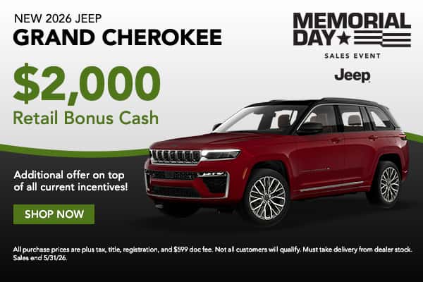 New 2026 Grand Cherokee bonus Cash