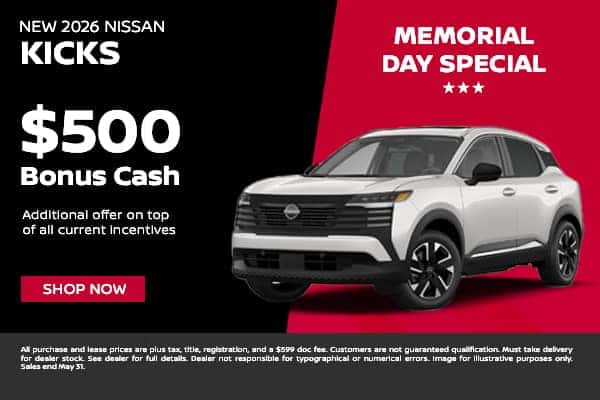 2026 Kicks Bonus Cash