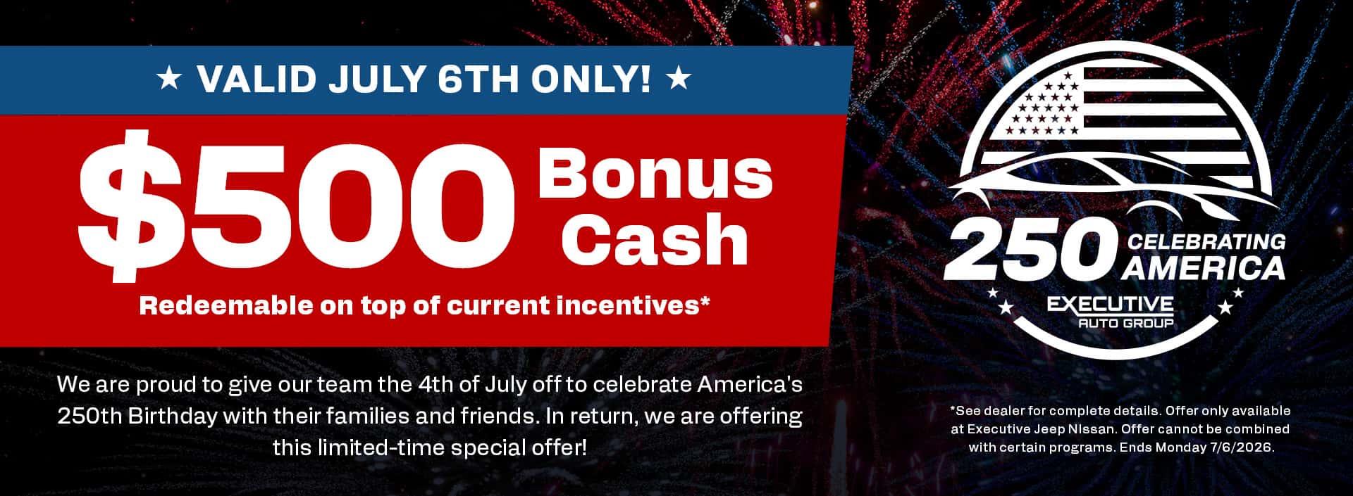 2026 Nissan July Bonus Cash Banner