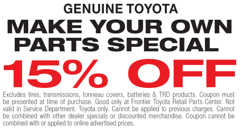 OEM Toyota Parts Specials in Valencia | Genuine Parts Coupons | Frontier