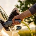 Electric car at a charging station