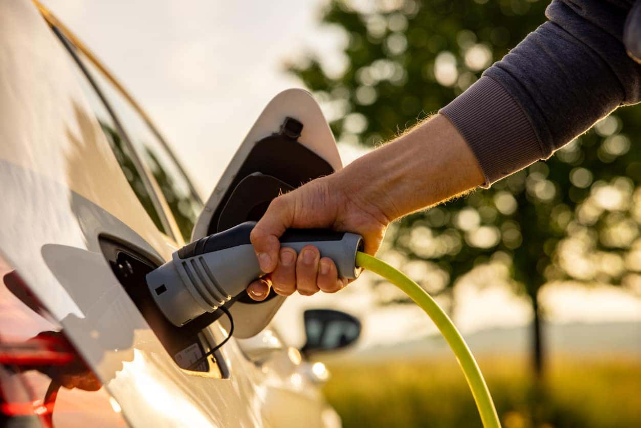 Electric car at a charging station