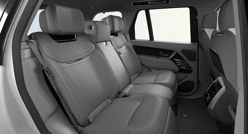 Range Rover SV Intrepid Light Cloud front and Cinder Grey rear Ultrafabrics seats with Cinder Grey interior