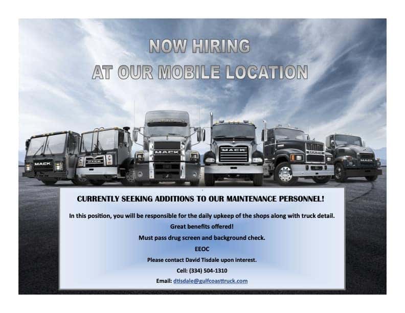 Seeking Maintenance Personnel