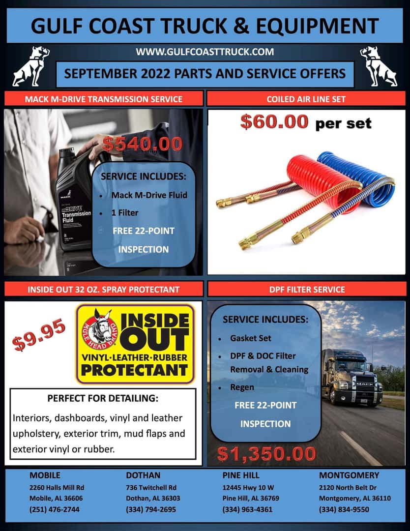 September 2022 Parts & Service Specials