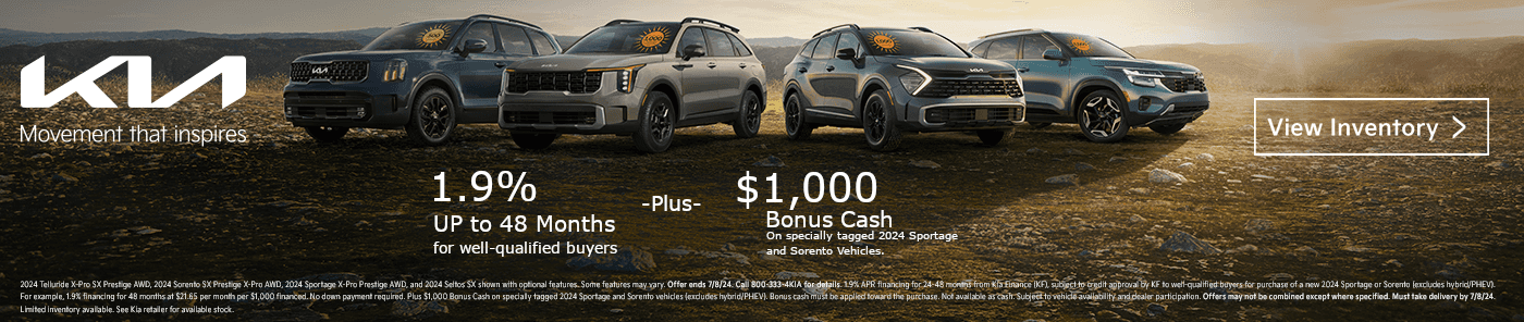 1.99% APR Financing Sportage and Sorento