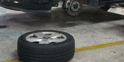 Tire laying on floor