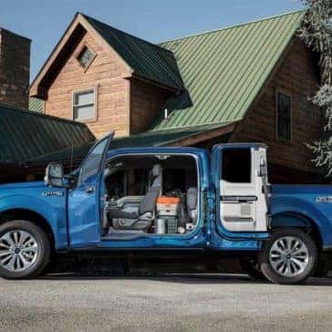 2019 Ford F-150 Parked Outside with Inside Cargo Area Loaded