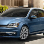 2019 Volkswagen Golf in Blue on the Road