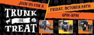 Banner with photos of previous years of trunk or treat