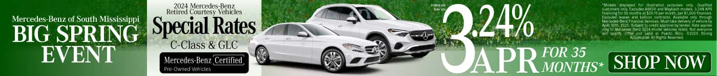 Retired Courtesy Vehicles Special Rates on 2024 C-Class and GLC Rates As Low As 3.24% APR for 36 months*