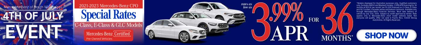 Certified Pre-Owned Special Rates on 2021-2023 C-Class, E-Class, and GLC Models Rates As Low As 3.99% APR for 36 months*