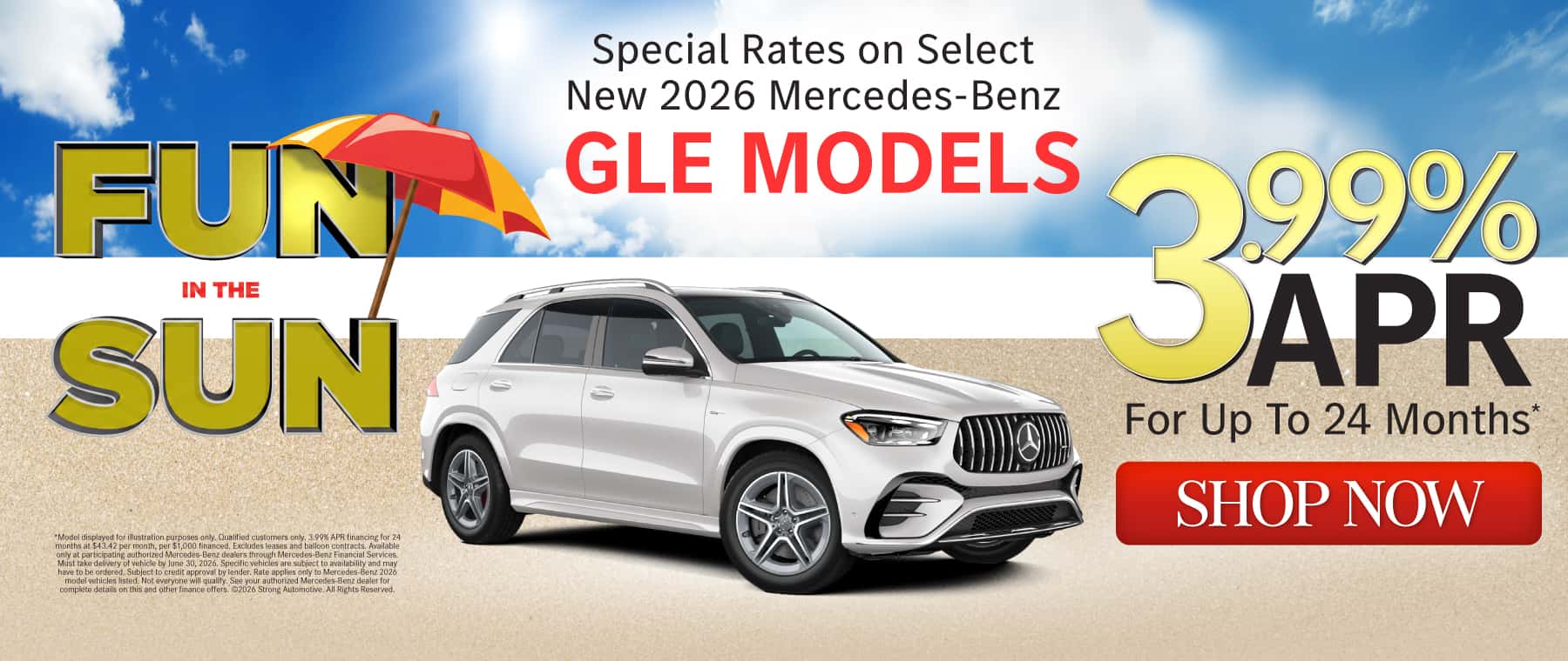 Special Rates on Select New 2026 Mercedes-Benz GLE Models 3.99% APR up to 24 mos.*