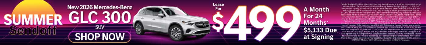 New 2026 Mercedes-Benz GLC 300 SUV Lease for $499/Mo. for 24 Mo.* $5,133 Due at Signing