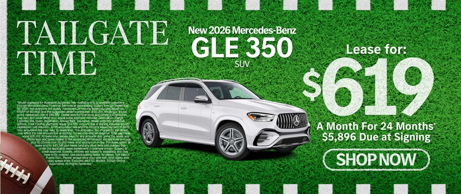 New 2026 Mercedes-Benz GLE 350 SUV Lease for $619/Mo. for 24 Mo.* $5,896 Due at Signing