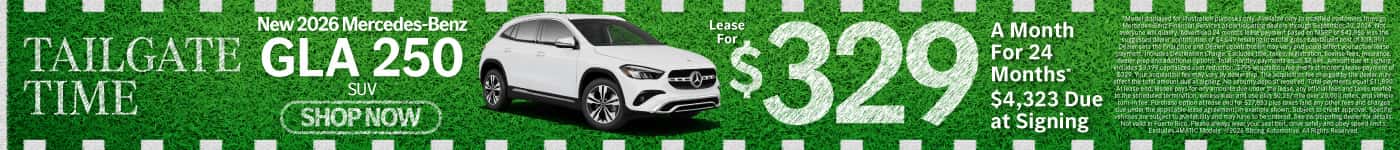 New 2026 Mercedes-Benz GLA 250 SUV Lease for $329/Mo. for 24 Mo.* $4,323 Due at Signing