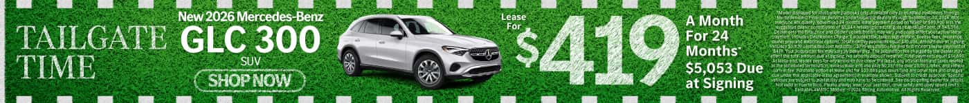 New 2026 Mercedes-Benz GLC 300 SUV Lease for $419/Mo. for 24 Mo.* $5,053 Due at Signing