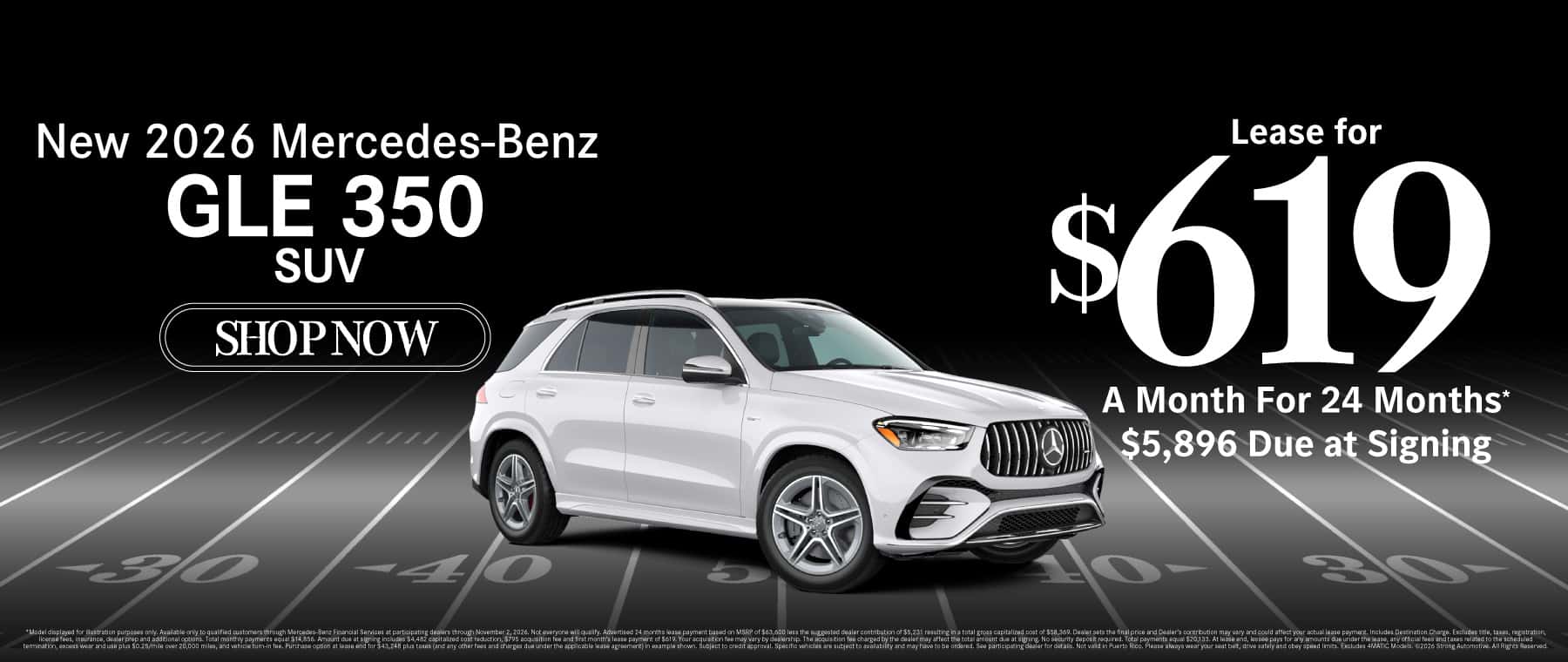 New 2026 Mercedes-Benz GLE 350 SUV Lease for $619/Mo. for 24 Mo.* $5,896 Due at Signing