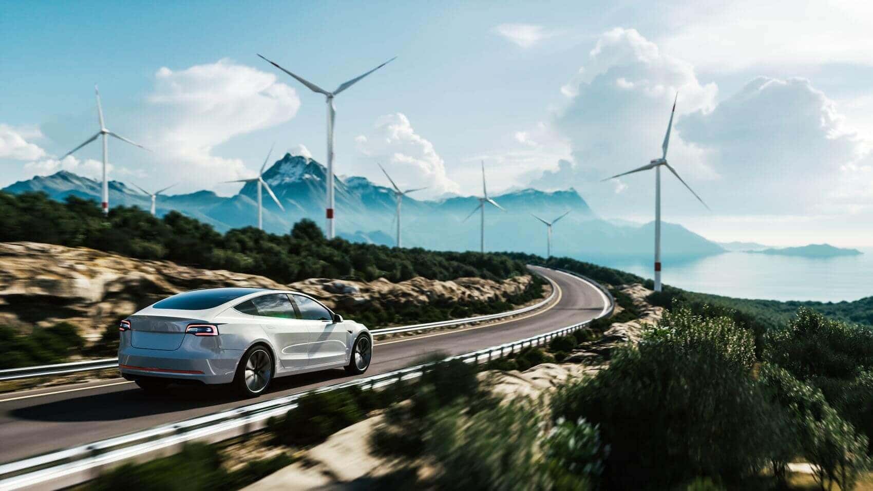 Electric car in motion