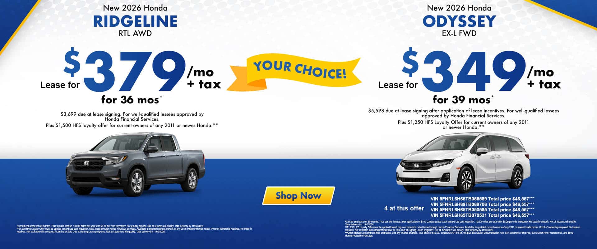 Ridgeline & Odyssey Leases