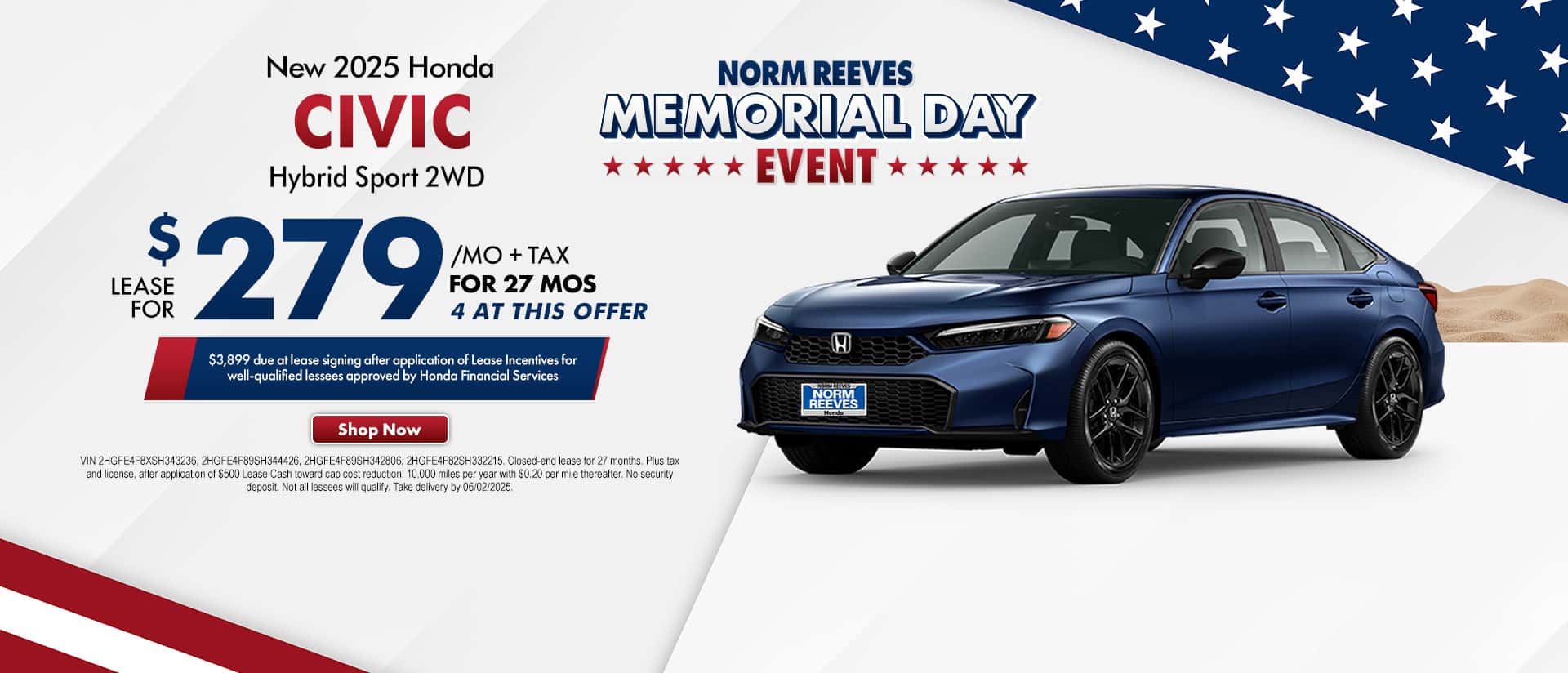 MAY - Lease a New Civic for $279 a Month
