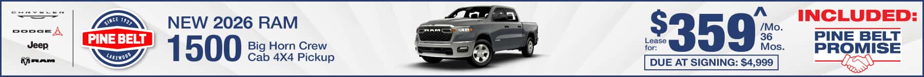 2026 Ram 1500 lease for $359 per month 36 for months with $3,250 down