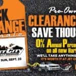 Black & Orange Pre-Owned Tag Sale or 0% Annual Percentage Rate on New Harleys