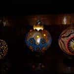 decorated gourds glowing in the dark