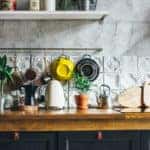 Kitchen work surface, the interior elements, Scandinavian rustic style