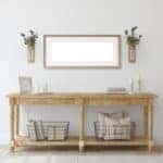 Farmhouse entryway table and decorations
