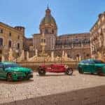 2024 Alfa Romeo Giulia and Stelvio Quadrifoglio 100th Anniversary models (European spec) alongside historic 1923 RL Quadrifoglio, showcasing 100 years of Alfa Romeo performance and racing heritage.