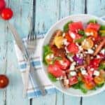 watermelon, tomato, and feta salad