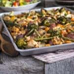 Chicken and vegetables on a sheet pan