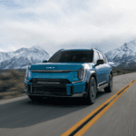 Blue 2024 KIA EV9 On the road
