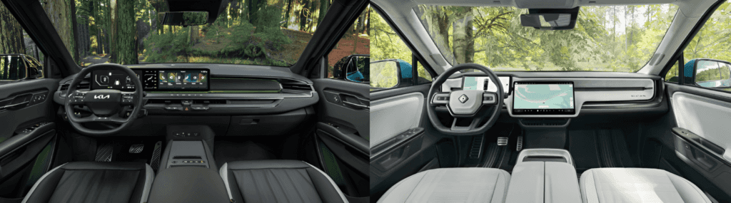 KIA EV9 interior vs Rivian R1s interior 