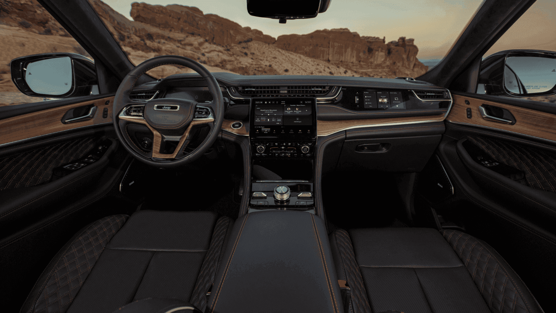 Front passenger display showing navigation on 2025 Jeep® Grand Cherokee dashboard