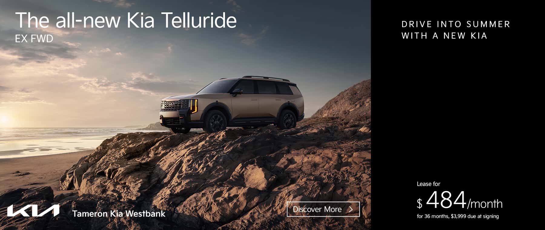 2027 Kia Telluride EX FWD Lease for $484/month 36 months $3,999 due at signing