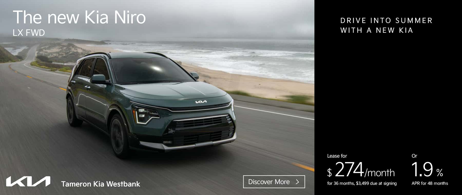 2026 Kia Niro LX FWD Lease for $274/month 36 months