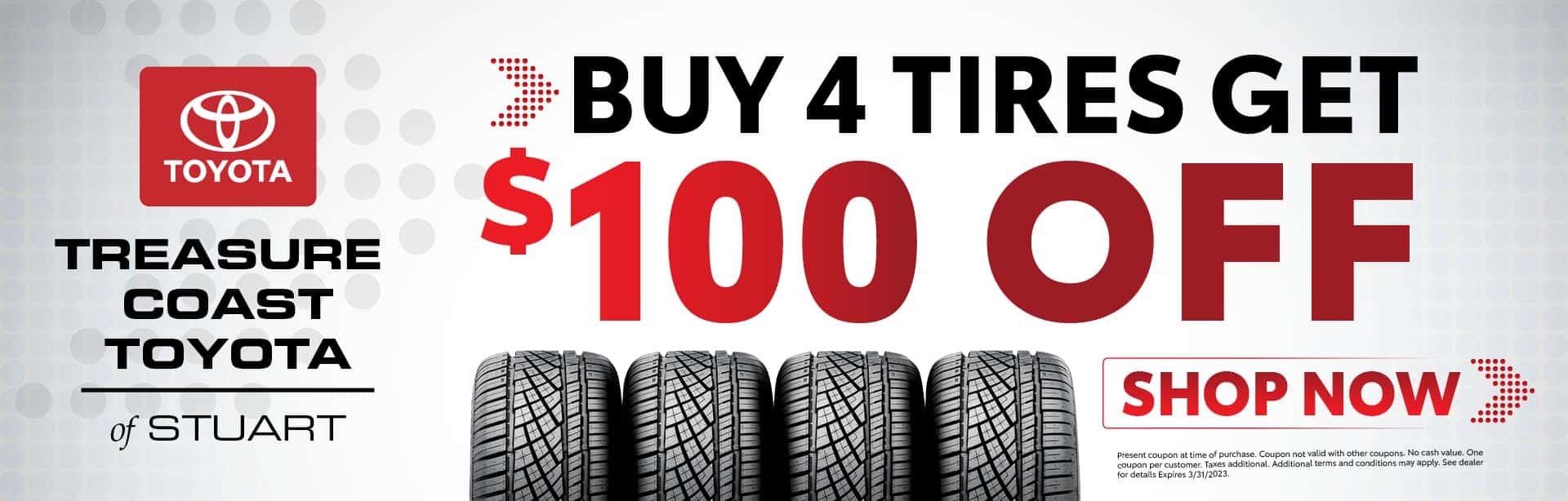 Buy 4 Tires Get $100 Off