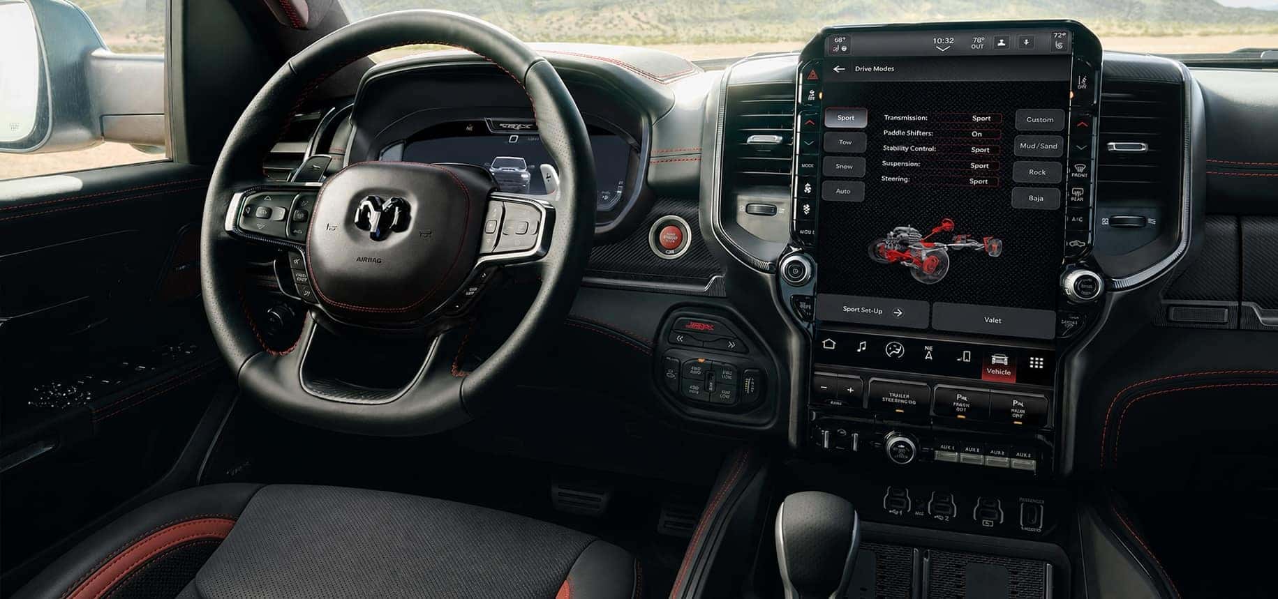 Driver-focused cockpit of the 2027 Ram 1500 TRX SRT