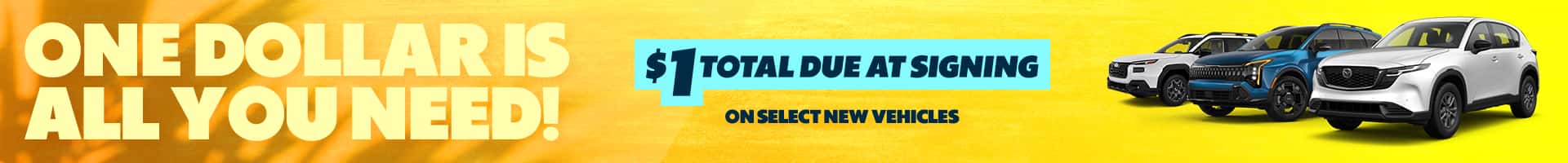 One Dollar Is All Your Need! July Lease Deals for $1 Dollar