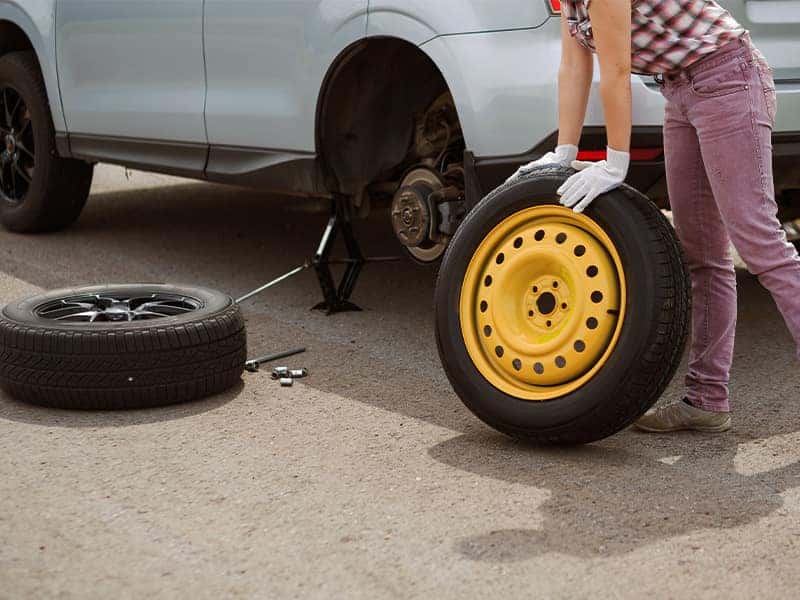 Loosening the lug nuts